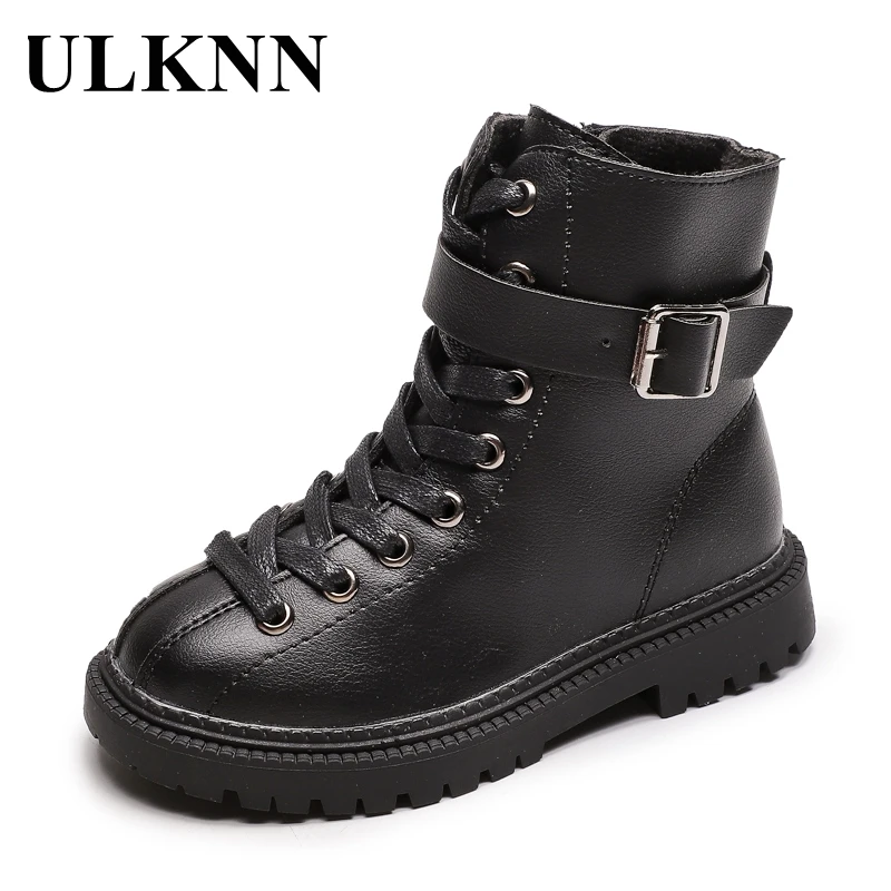 

ULKNN Children's Winter Boots Baby Girl Shoes Kids Leather Shoes Martin Boots Of Boy Non-slip Ankle Student Newborn First Walk