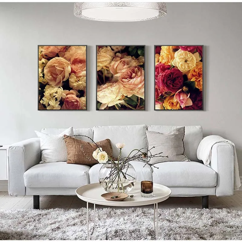 Классическая розовая Цветочная стена художественные полотна картины плакаты на