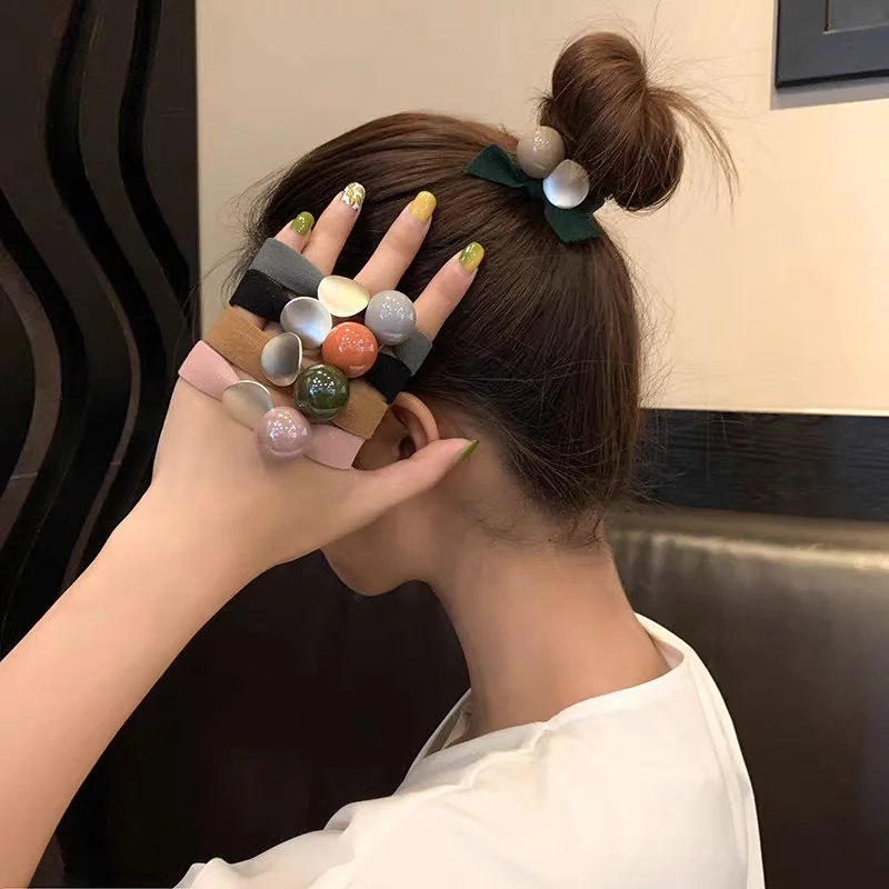 

Ponytail Thick Head Rope Female Hair Ring South Korea Dongdaemun Net Red Tie Hair Ins Ball Head Rubber Band Hair Rope Headdress