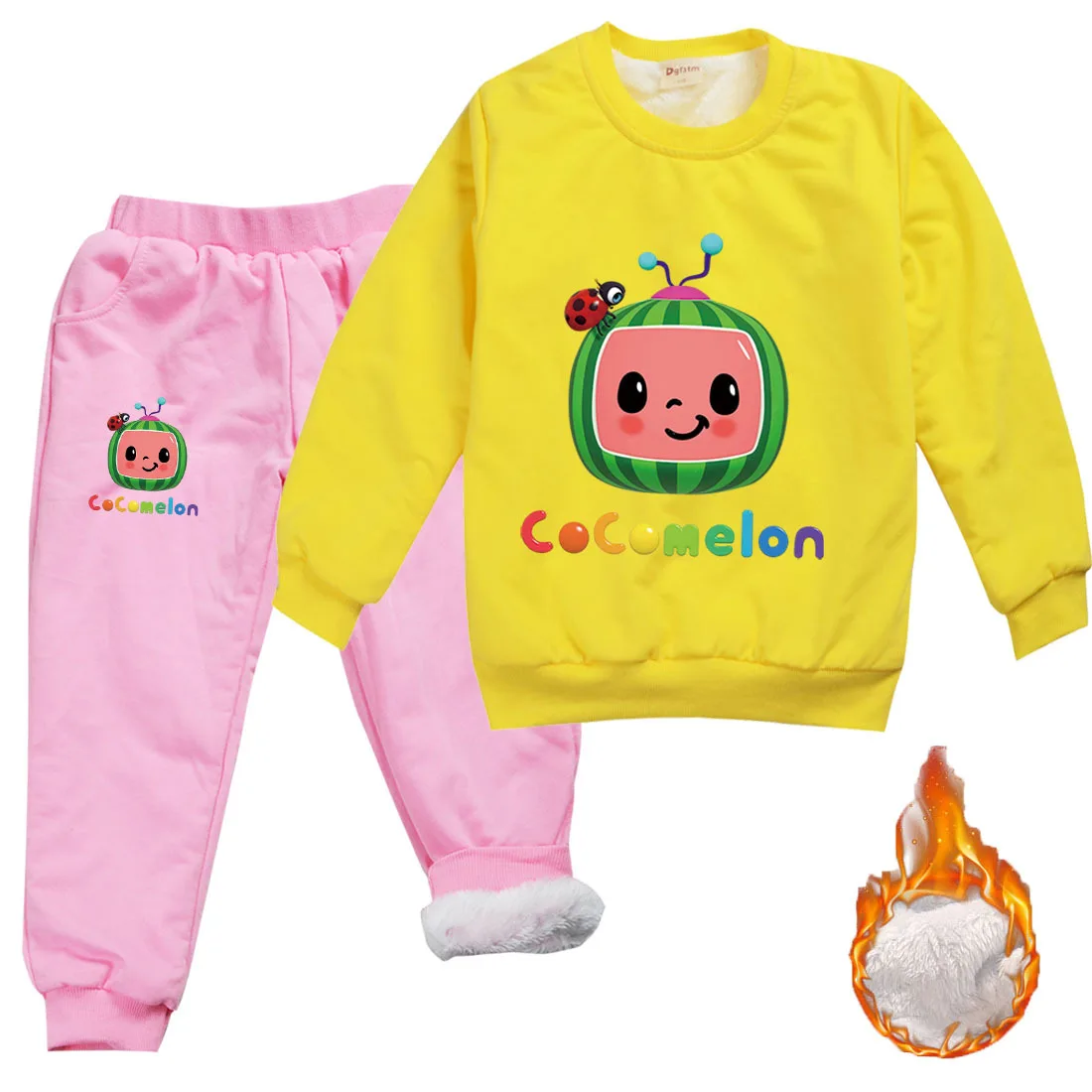 

Winter Toddler Girls Cocomelon JJ Clothes Sets Kids Thick Warm Velvet Hooded Jackets Coat +Pants 2Pcs Set Infantil Boys Clothing