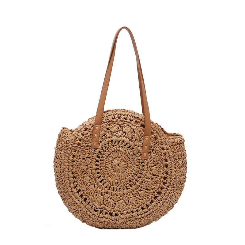 2loukong Brown REALPERKY женские летние круглые соломенные сумки женские ручные тканые круглые пляжные сумки из ротанга Женская богемная сумочка в стиле Бали через плечо - Цвет: 2loukong Brown