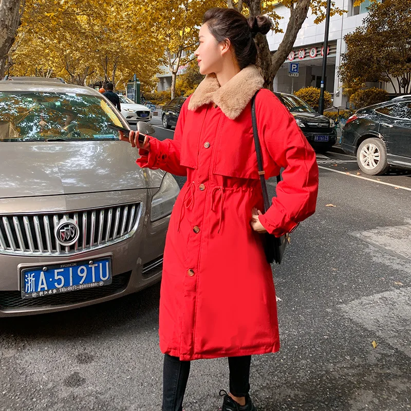 CGC 2021 Jacket Women Winter Parkas Hooded Keep Warm Coat Female Long Down Parka Cotton Padded Winter Outwear Thicken Jacket