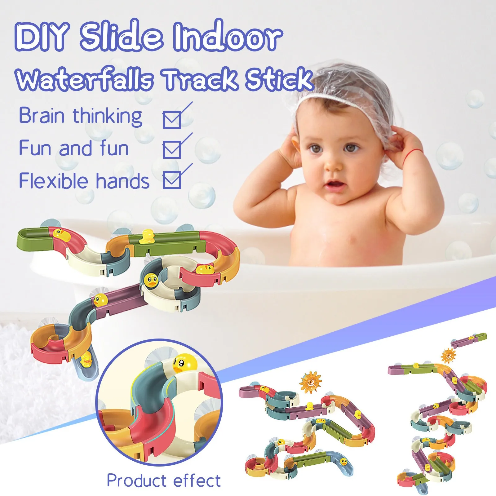 

Bath Toys Fun DIY Slide Indoor Waterfalls Track Stick to Wall Bathtub Toy Gifts Play Water Games Tool Bathing Shower Games Toy