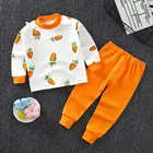 Комплекты детской одежды, одежда для сна для маленьких мальчиков, детская одежда с принтом моркови, Пижамный комплект для маленьких девочек, хлопковая весенне-осенняя Пижама