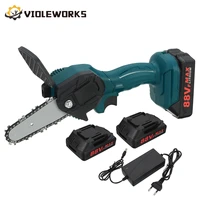 88v 800w electric chain saw lithium battery mini pruning one handed garden tool with chain saws rechargeable woodworking tool