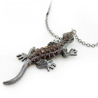 european and american personality lizard crystal necklace womens sweater chain