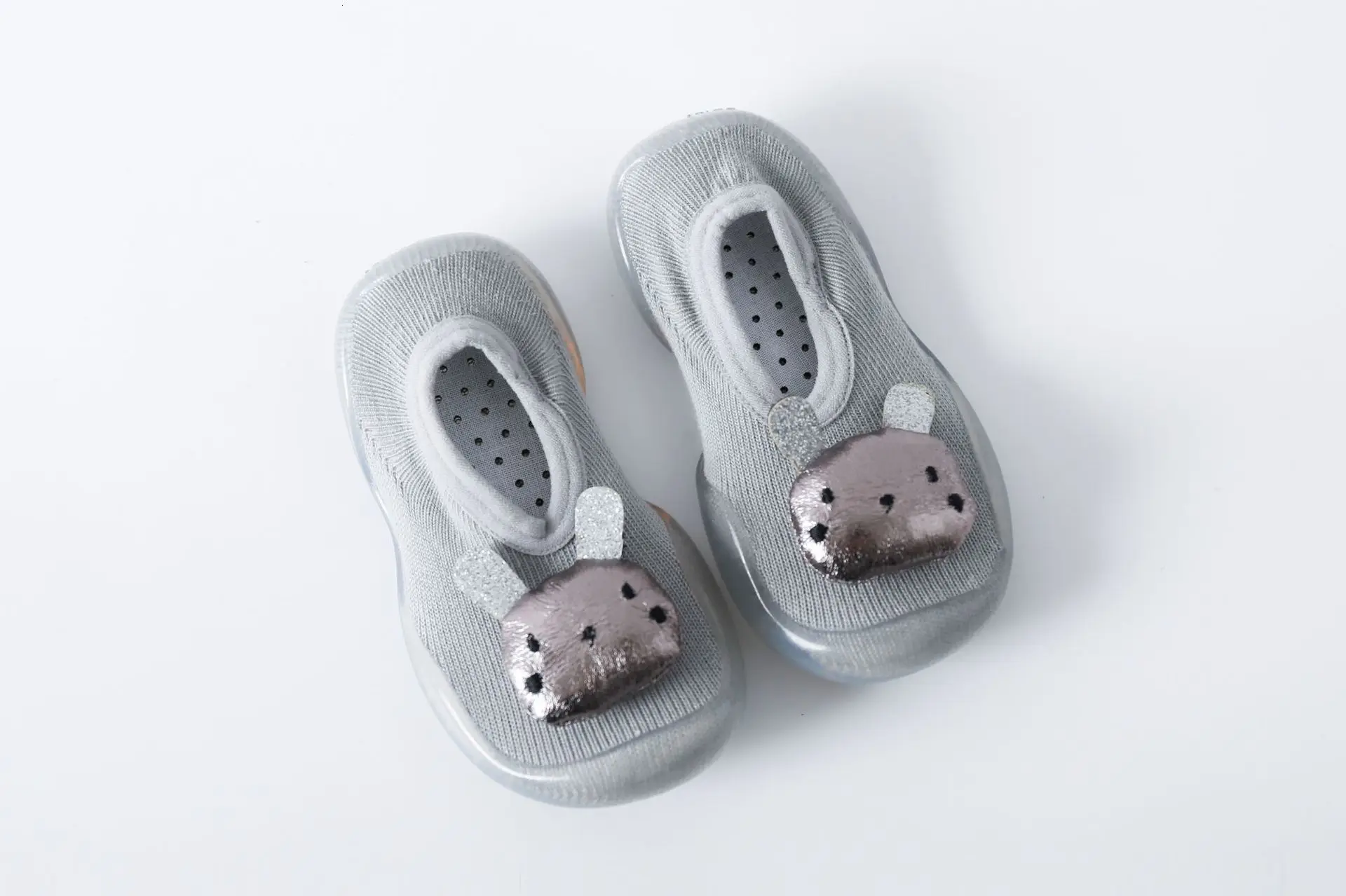 Gray-Little-Rabbit Удобные нескользящие носки с мягкой подошвой для малышей; носки для мальчиков и девочек; Повседневная сетчатая обувь - Цвет: Gray-Little-Rabbit