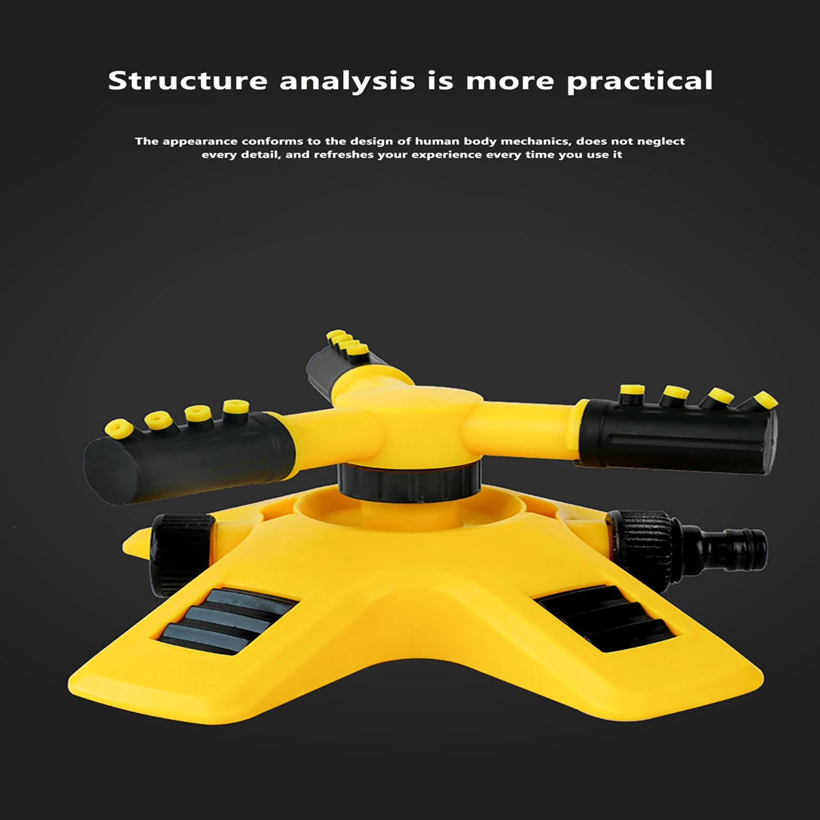 Желтый автоматический садовый спринклер с вращением на 360 градусов для