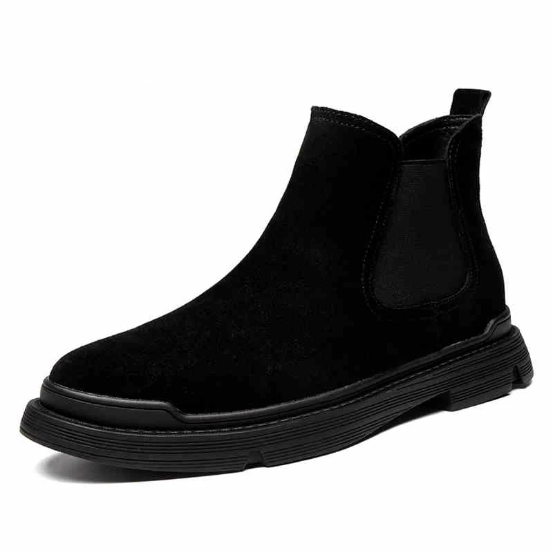 Мужские повседневные ботинки челси высокого качества обувь из натуральной кожи