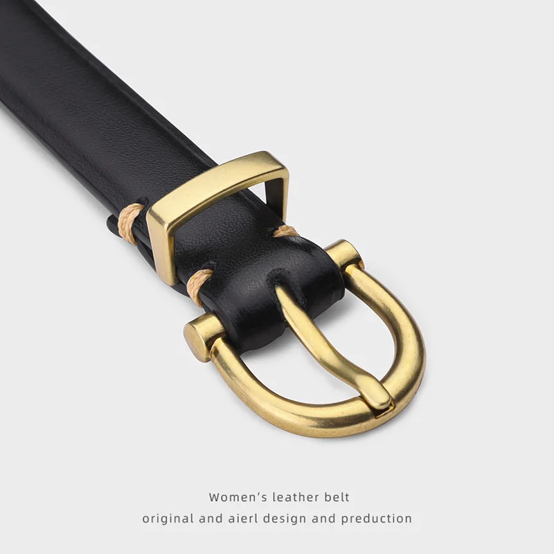 Women's outdoors thin genuine leather belt women retro superior quality alloy pin buckle brand designer cowboy waist belt