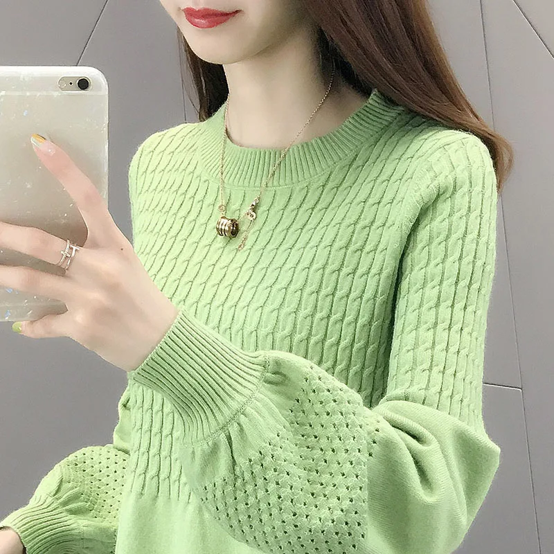 

Vintage Knitted Sweater Dress Women Autumn New O-neck Long Sleeve Dress Solid Color Loose Knee-length Dress Women