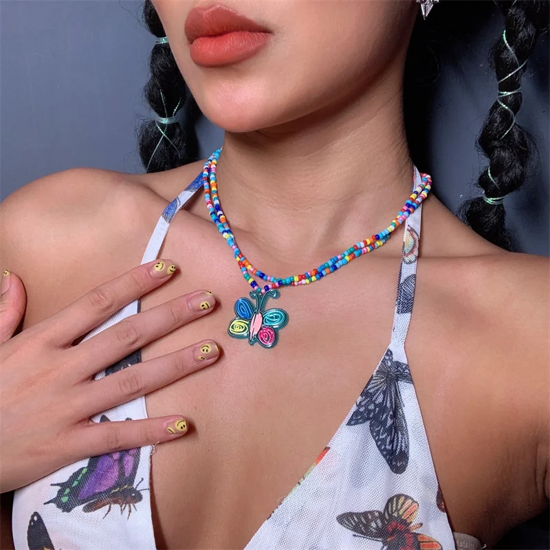 

Разноцветное многослойное ожерелье с бусинами для женщин Y2K, чокер с Пчелой, 2021, модный тренд для вечерние, милые модные подарки