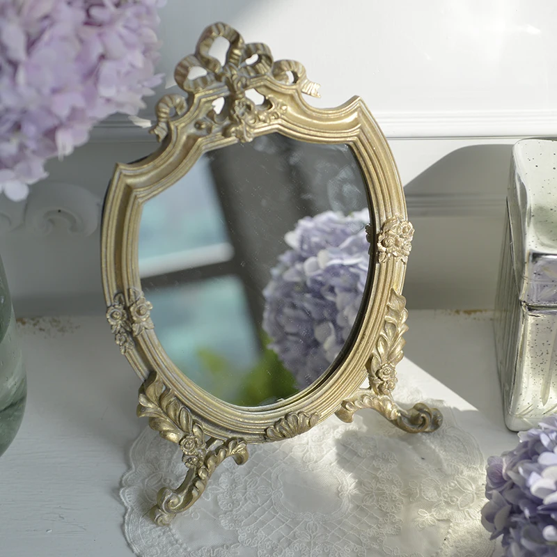 Классическое Золотое настенное зеркало для ванной комнаты ретро украшение дома