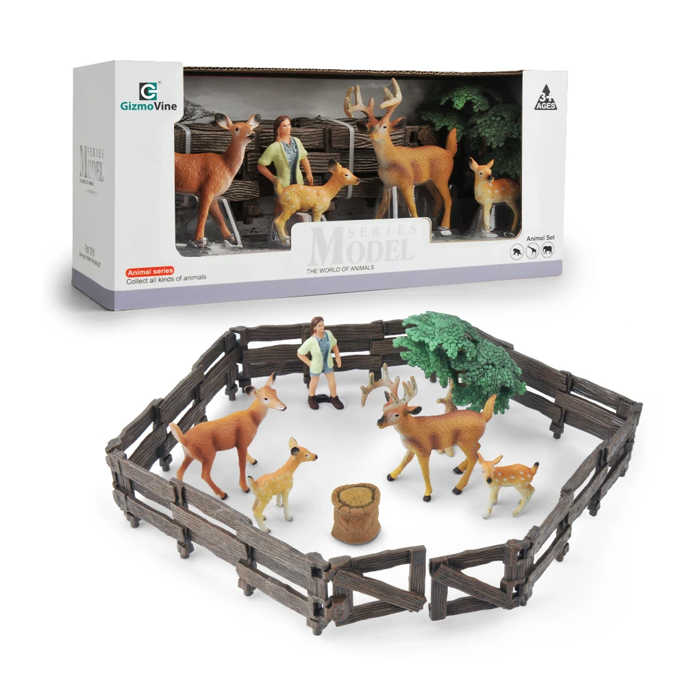 Ферма олень семья Моделирование Птицы Животные набор Sika фигурки оленя ферма
