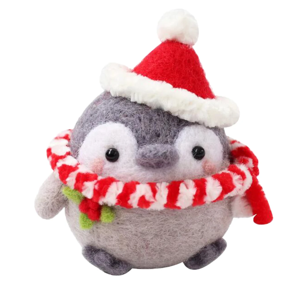 Lovely Penguin Needle Felting Kit 4 Needles Pure 66s 100% Wool Fiber Foam Mat Doll Making Compact Supplies Set | Дом и сад