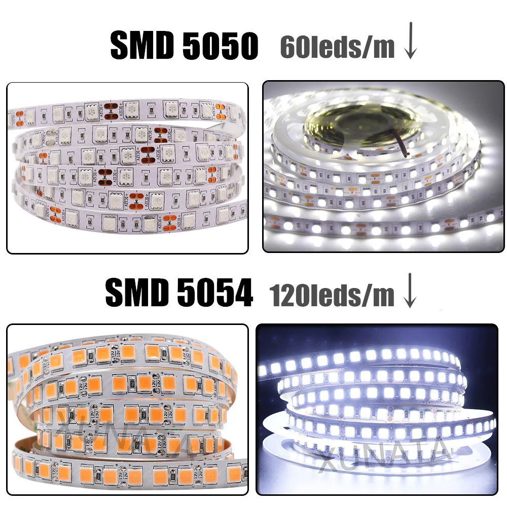 DC 12V 5050 RGB Светодиодные ленты 120 60 светодиодов/m 2835 светильник полосы 5054