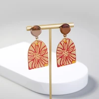 summer transparent acrylic earrings art graffiti resin flower earrings wedding party jewelry wholesale
