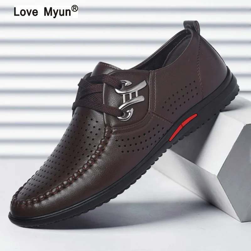 

Spring Autumn Black White PU Leather Shoes Men's Business Shoe Man Breathable Casual Shoes Moccasins Boat Flat Shoes