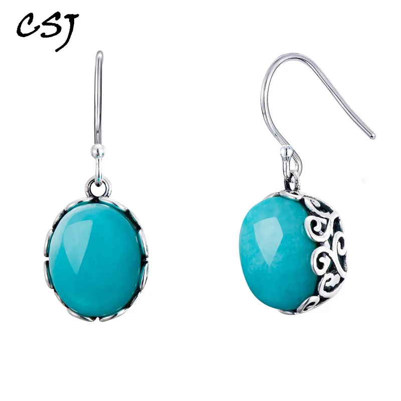 Женские серьги из серебра 925 пробы с натуральным амазонитом|Серьги-подвески| |
