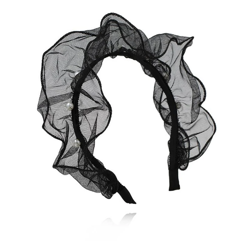 

Women's Headband Lace Pearl Hair Band For Girls Hair Accessories Bezel Hairbands Headbands For Women Solid Color Side Hair Hoop