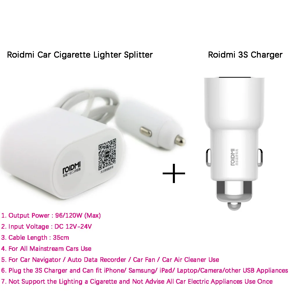 W 3S add Splitter Xiaomi ROIDMI 3S Bluetooth 5 в 3.4A автомобильное зарядное устройство с умным приложением для iPhone и Android умное управление USB музыкальный плеер - Тип штекера: W 3S add Splitter