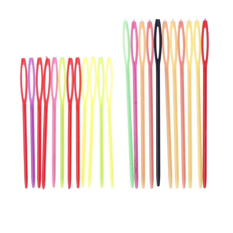 

10Pcs Plastic Crochet Hook Knitting Needle Safe Child Kid Weave Sewing Knitting Cross Stitch Needle Bodkin Sweater Scarf