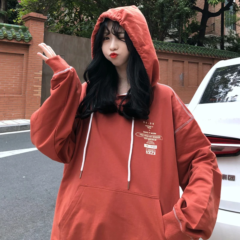 

Свитшот женский оверсайз с надписью и длинным рукавом, в стиле хип-хоп