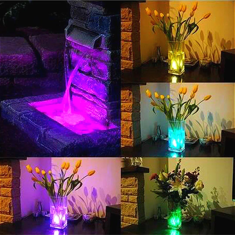Светодиодная подводная лампа на батарейках с дистанционным управлением RGB, беспроводная подводная лампа, водонепроницаемая ваза, чаши, украшение для аквариума