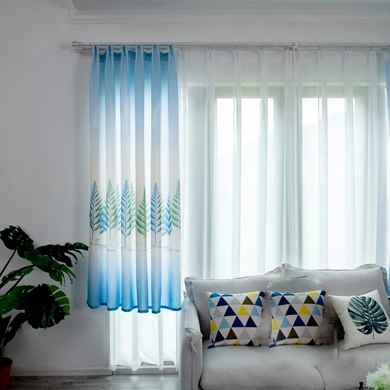 Оконные шторы для спальни кухни занавески с принтом листьев домашний текстиль