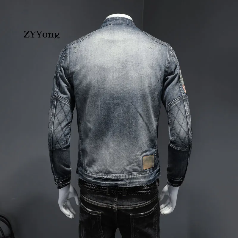 Мужская джинсовая куртка ZYYong в европейском и американском стиле с бархатным