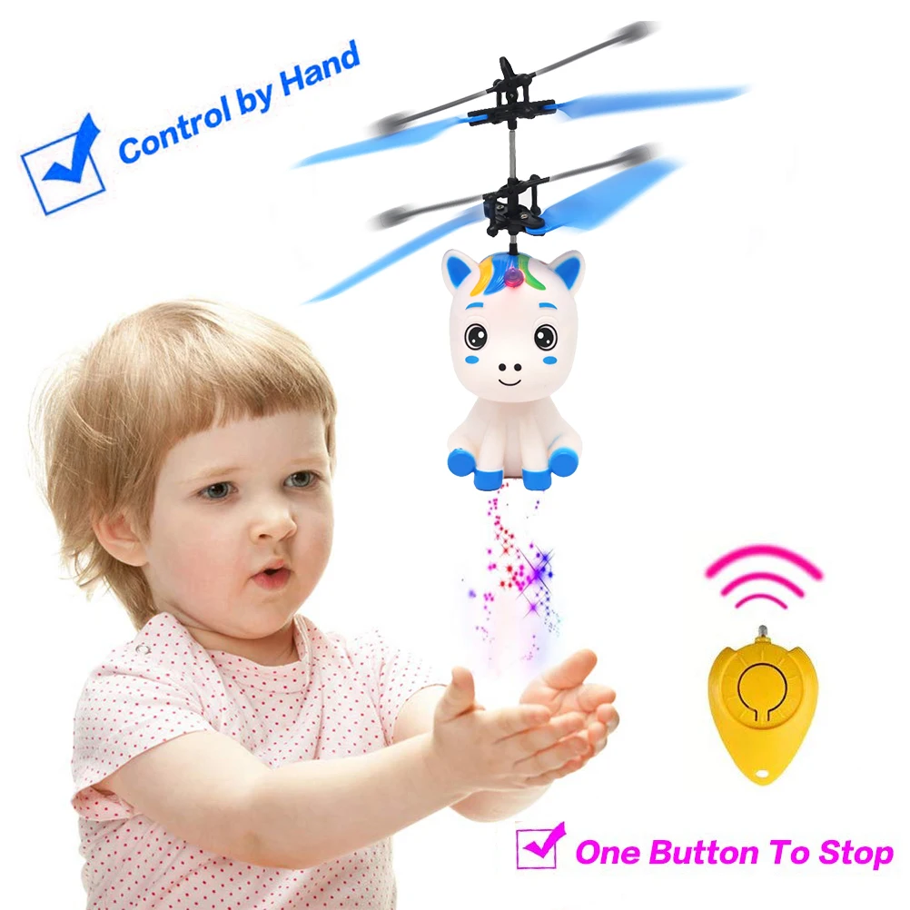 2 Colors Flying Unicorn Toy With LED Light Hand Controlled Unicorn Helicopter Toy Original Box Packaging Boy Girl Gifts #20