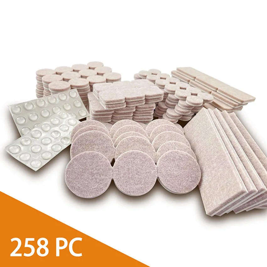 

258pcs Furniture Chair Table Leg Self Adhesive Felt Wood Floor Protector Pads Floor Scratch Protector Mute Non-slip Feet Mats