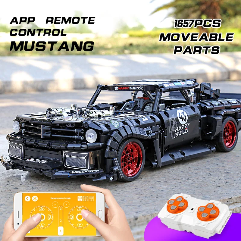 2021 Электрический гоночный автомобиль MOC RC Fords Mustangs Hoonicorns RTR V2 модель строительных