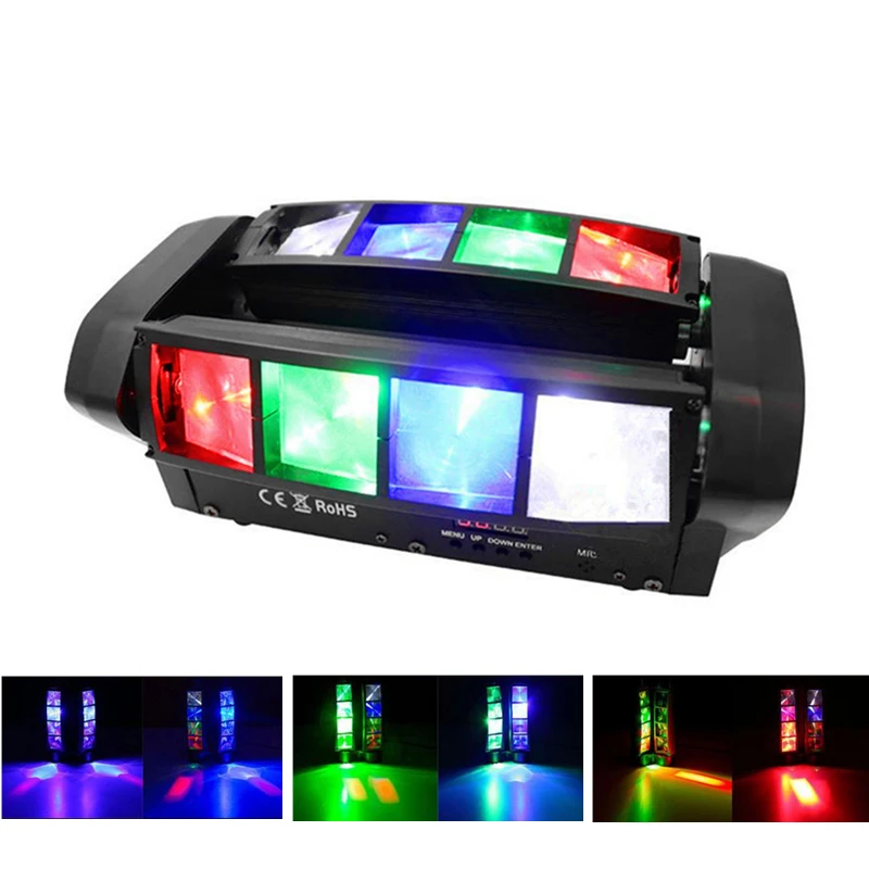 RGBW 8x10W LED Spider Light Mini LED Moving Head Light DMX512 LED Spider Beam Stage Lighting Good For DJ Nightclub Disco Party