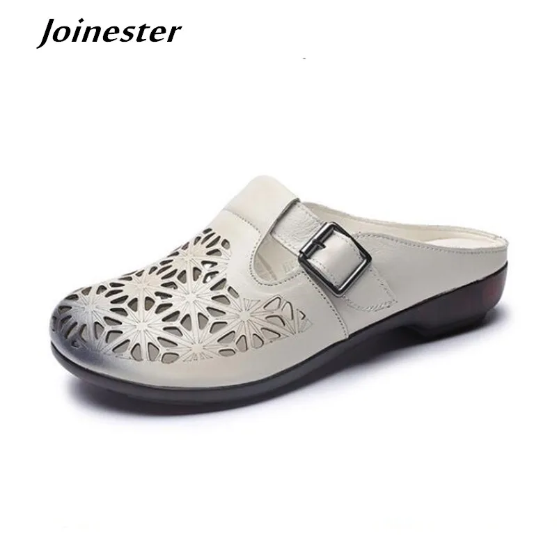 

Женские летние сандалии; Шлепанцы из натуральной кожи без застежки; Повседневные шлепанцы; Женские открытые сандалии в стиле ретро; Водонеп...