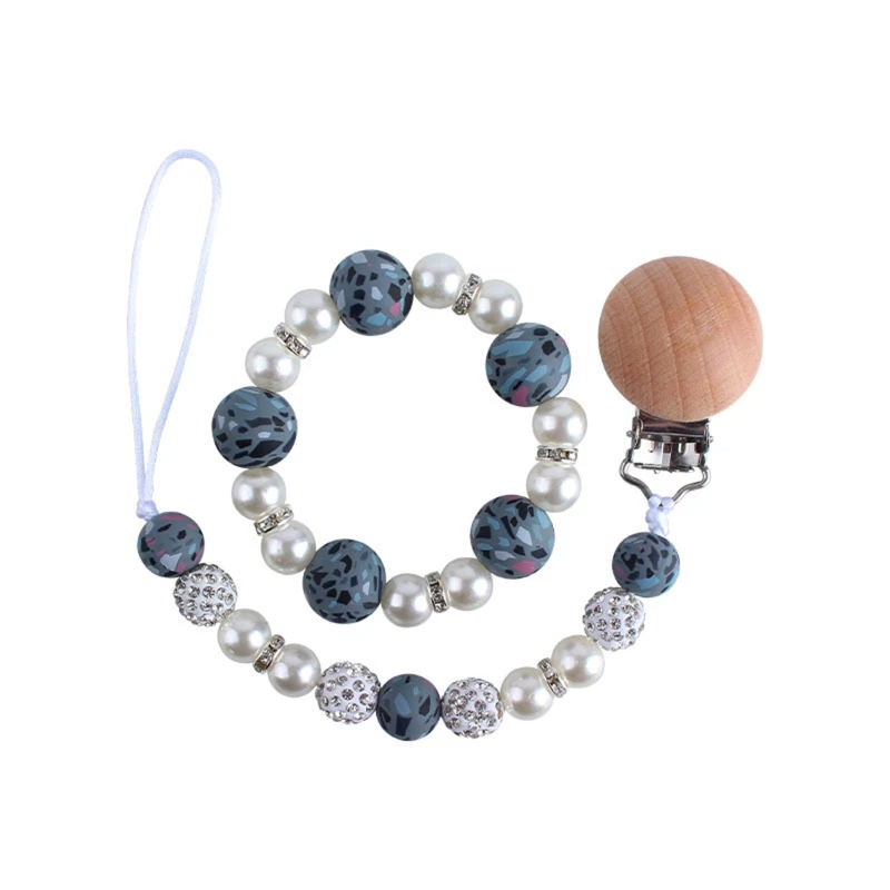 

Baby Pacifier Clip Silicone Beads Teether Bracelet Pacifier Chain Infant Soother XX9E