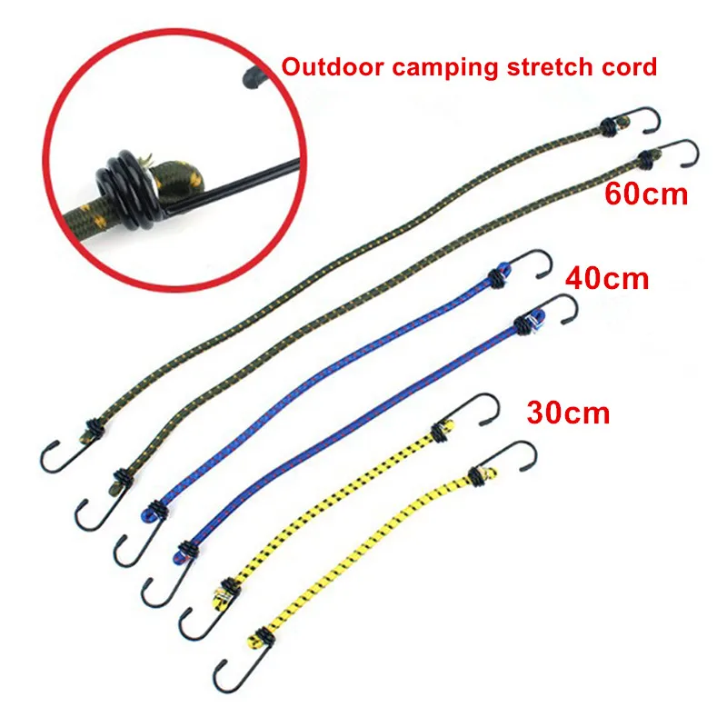 

6Pcs 30/40/60cm Bungee Cord High Elasticity Rubber Tied Rope With Hooks Outdoor Tent Assembly Camping Luggage Accessories