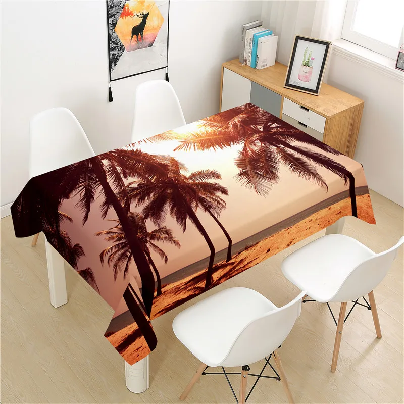 

Coconut Tree Tablecloth polyester Hotel Picnic Table Rectangular Table Covers Home Dining Tea Table Decoration