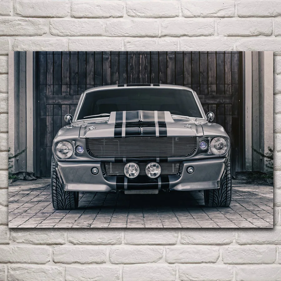 

Cool gray classic gt500 eleanor silver muscle sport car fabric posters on the wall picture home art living room decoration KN631