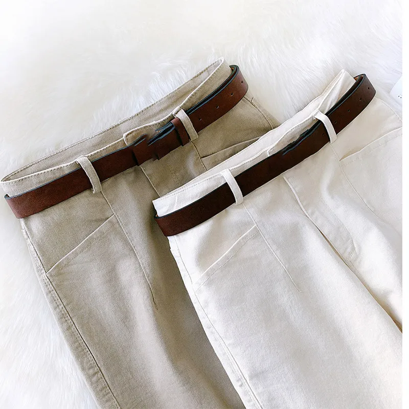 

High Waist Elasticity Women's Denim Jeans Solid Pocket Female Pencil Pants 2021 Spring New Fashion Korean Lady Girl Trousers