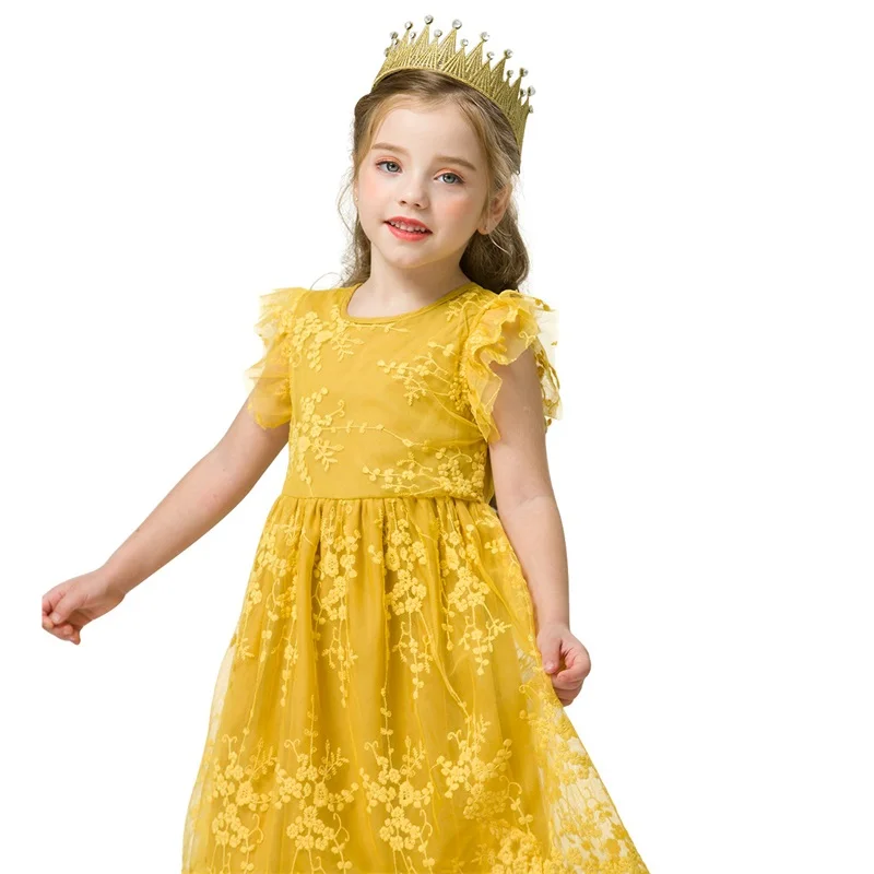 Весеннее кружевное платье для девочек повседневная одежда принцессы Детская