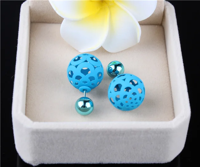 Серьги двойного размера жемчужные полые серьги в форме шара для женщин красные