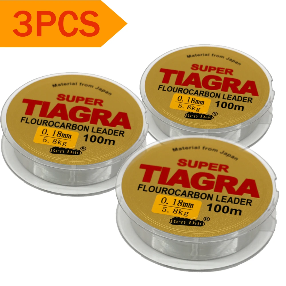 3 шт. рыболовная леска с фторуглеродным покрытием нейлоновая прочная однонитевая