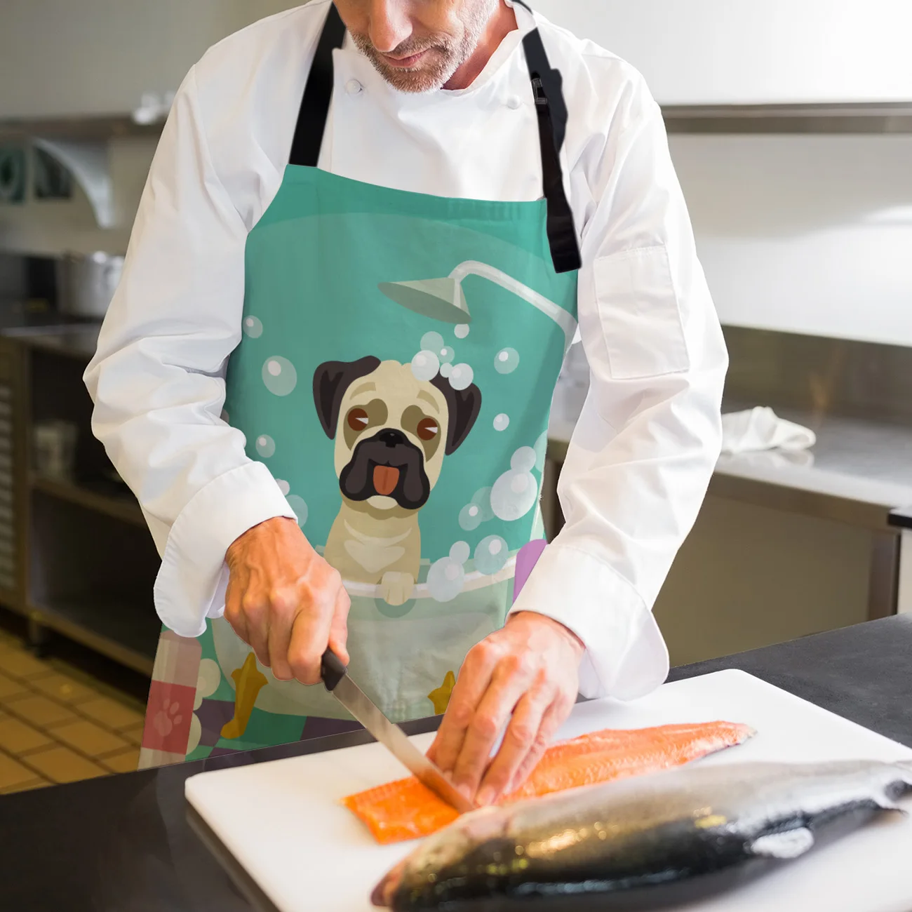 Tophome кухонный фартук для купания с принтом бульдога регулируемые фартуки из