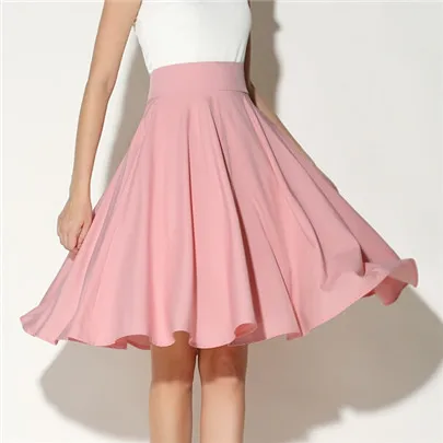 

Summer High Waist Middle Zipper Skirt Coat Knee Length Skirts Vintage Midi Skirt Women Pleated Clothing Silk Pure Color