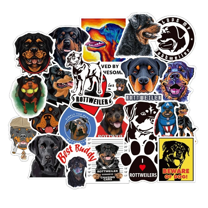 

50PCs Rottweiler Dog Stickers Waterproof Pet Graffiti Suitcase Luggage Guitar Car Sticker Toy