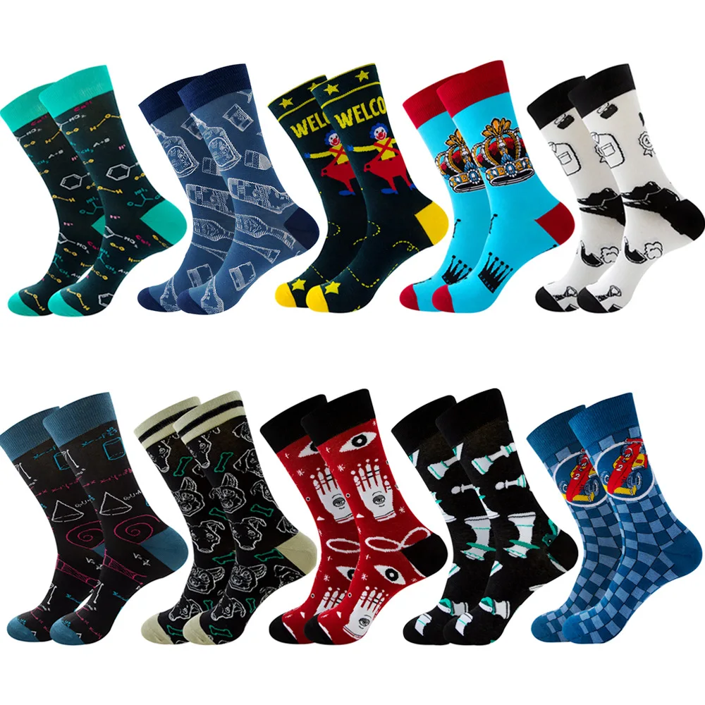 

Autumn and Winter Racing Crown Chemical Symbol Equation Lattice Men's Socks Chess Women's Socks Clown Socks Compression Socks