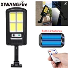 Датчик движения, светильник с дистанционным управлением, долговечный солнечный свет, светодиодный уличный фонарь, встроенный 2 батареи 18650, настсветильник льник IPX6, водонепроницаемый