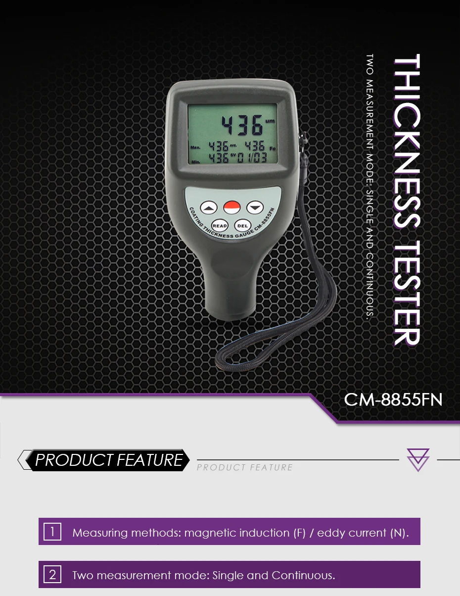 Landtek CM-8855FN портативный 2 в 1 Тип покрытия толщиномер краски метр OD