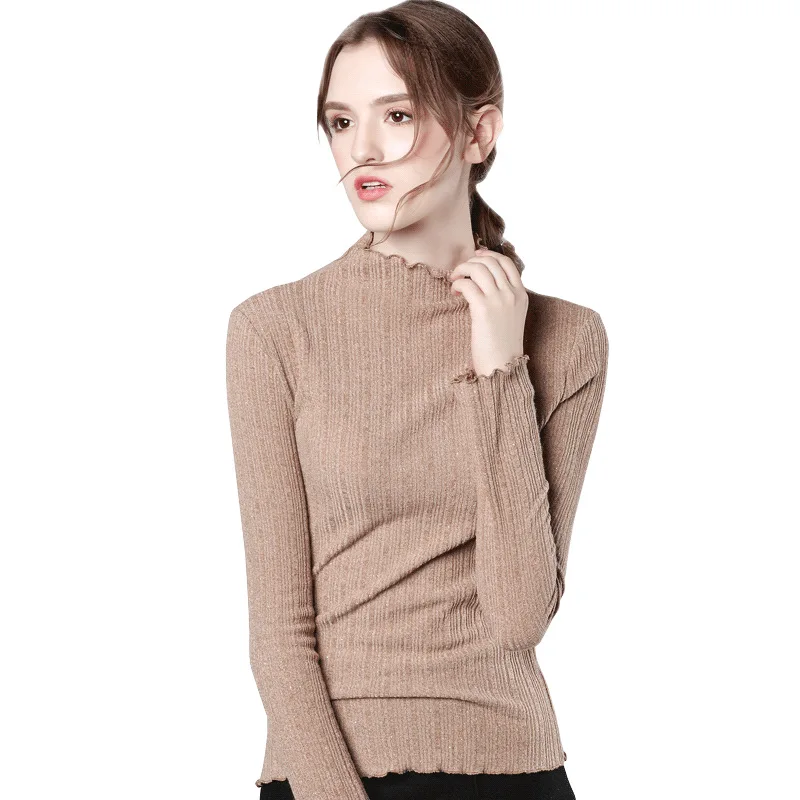 Модный свитер с оборками на осень и зиму новинка 2019 женский эластичный